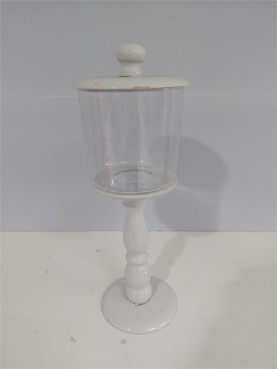 Bomboniere Acetato Pé Torneado Com Mdf Branco 36Cm X 12Cm - BB Festas Aluguel 
