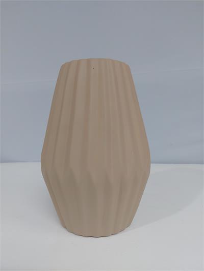 Vaso Fosco 3D Canelado Baixo Bege 21Cm X 9Cm - BB Festas Aluguel 