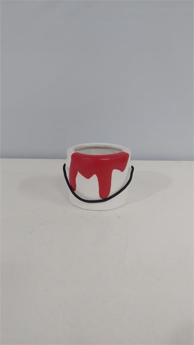 Cachepô P Balde Tinta Vermelho Louça (Abc) 6Cm X 6Cm - BB Festas Aluguel 