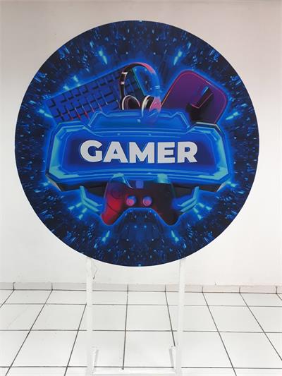 Painel Sublimado Redondo Gamer 1,30Cm - BB Festas Aluguel 