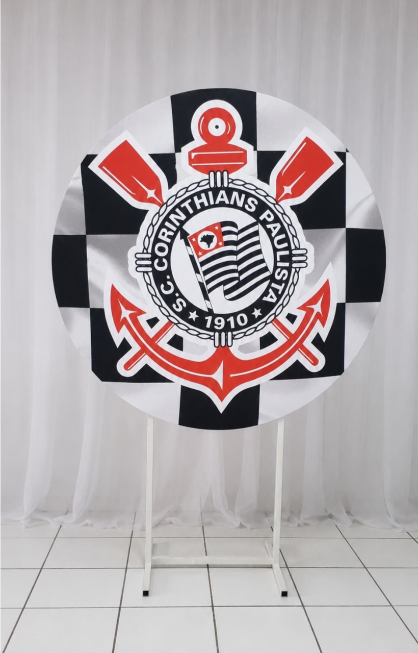 Painel Sublimado Redondo Corinthians 1,30Cm - BBFestasAluguel 