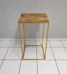 Cubo Vazado M Ferro Dourada + Tampo Rústico/Branco 70Cm X 50Cm X 50Cm  - imagem 1