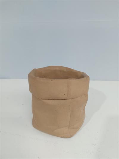 Cachepo Saco Argila Bege 12Cm X 12Cm - BB Festas Aluguel 