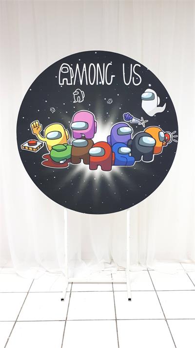 Painel Sublimado Redondo Among Us 1,30Cm - BB Festas Aluguel 