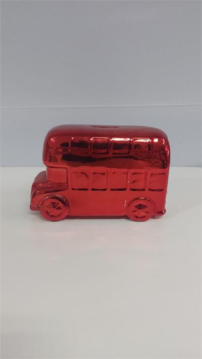 Onibus Louça Vermelho Brilhante 10Cm X 20Cm - BB Festas Aluguel 