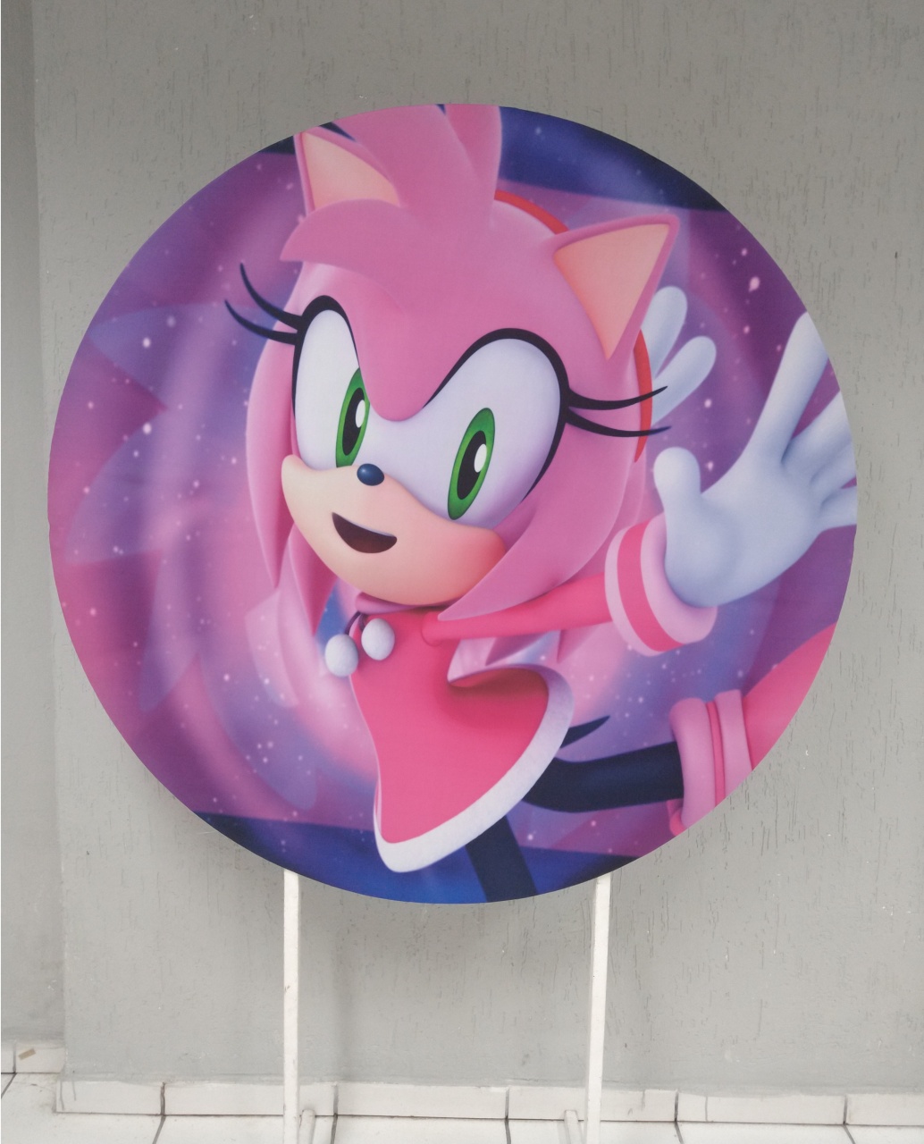 Painel Sublimado Redondo Amy Rose (Sonic) 1,30Cm - BBFestasAluguel 