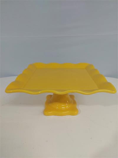 Porta Doce Quadrado Babado/G Amarelo 15Cm Alt X 28Cm Diametro - BB Festas Aluguel 