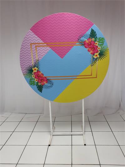 Painel Sublimado Redondo Tropical 1,30Cm - BB Festas Aluguel 