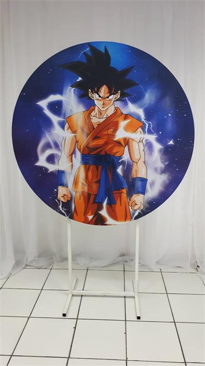 Painel Sublimado Redondo Goku 1,30Cm - BB Festas Aluguel 