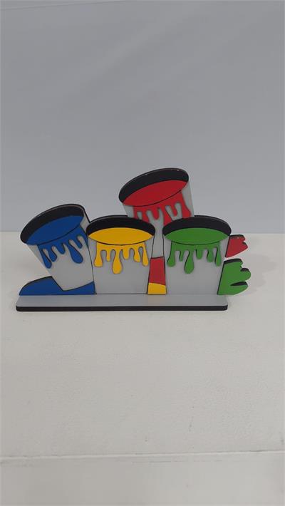Totem Baldes de Tinta Em Mdf (Abc) 15Cm X 25Cm - BB Festas Aluguel 