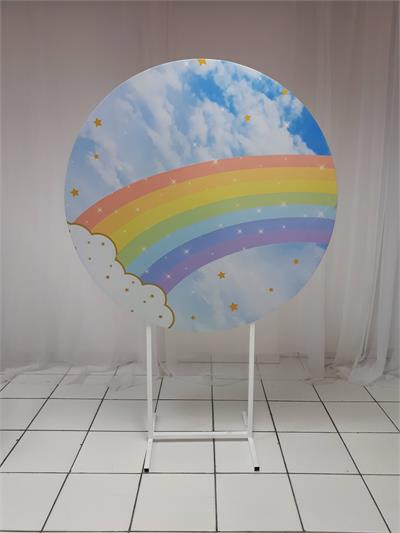 Painel Sublimado Redondo Arco Iris Candy 1,30Cm - BB Festas Aluguel 