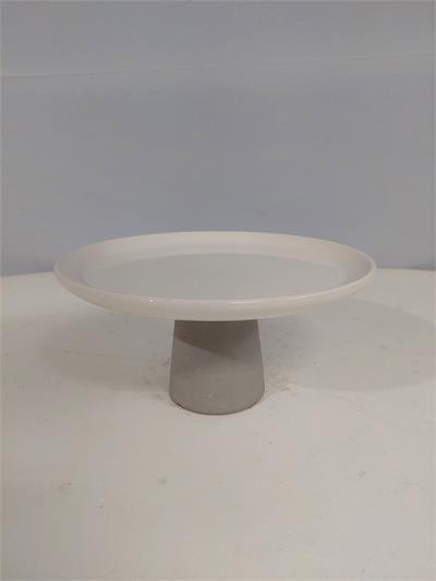 Porta Doce Pé de Cimento/M Branco 11Cm Alt X 23Cm Diametro - BB Festas Aluguel 