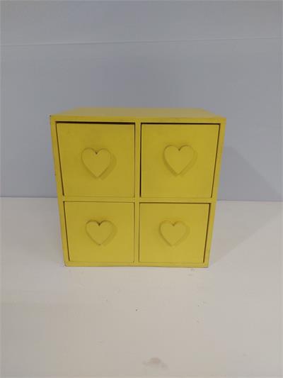 Comoda de Mesa 4 Gavetas  Amarela  Alt 20Cm X 20Cm X 20Cm - BB Festas Aluguel 