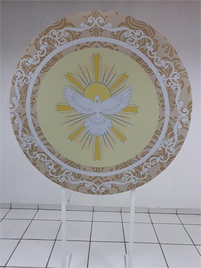 Painel Sublimado Redondo Espirito Santo (Eucaristia) 1,30Cm - BB Festas Aluguel 