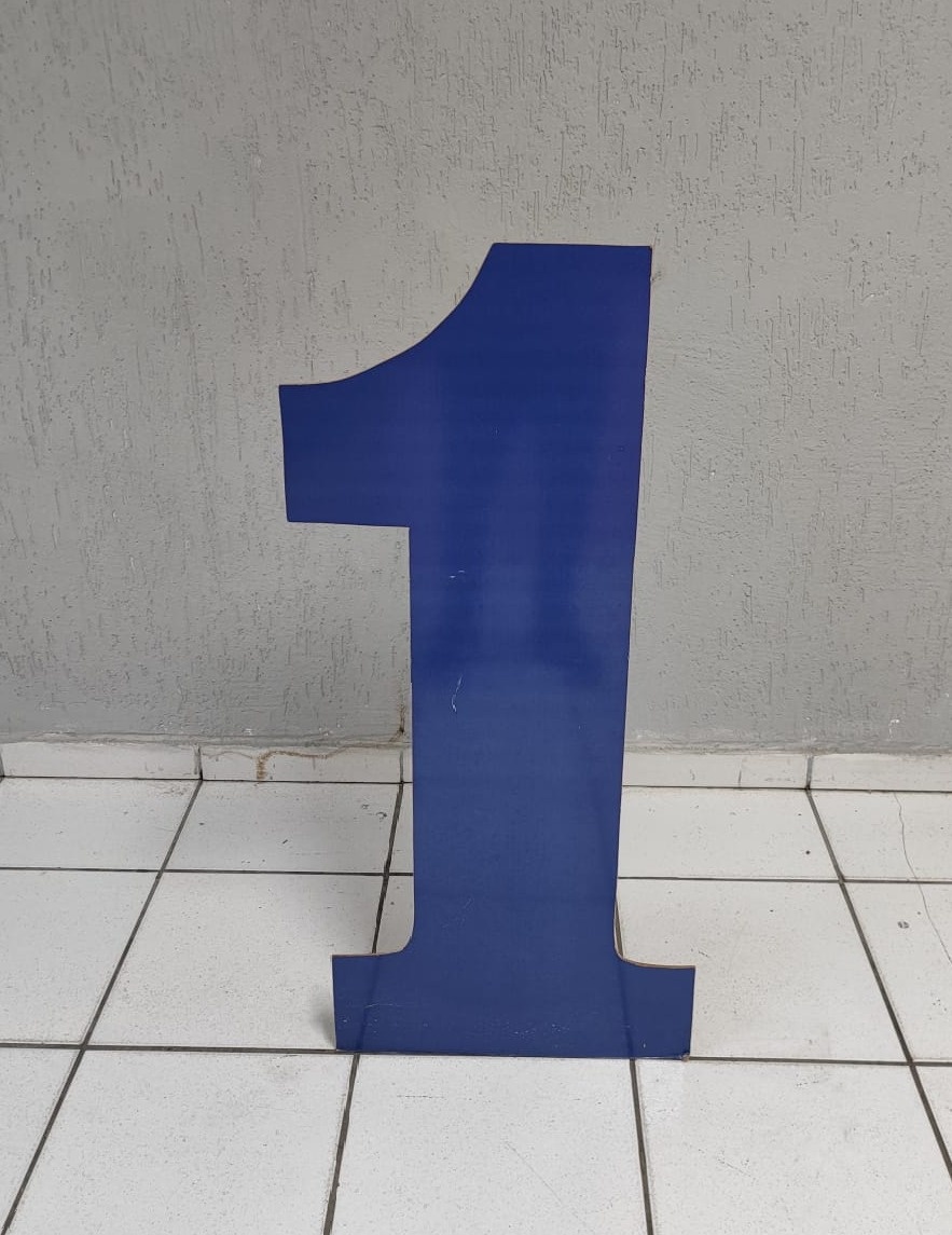 Totem de Chão Número 1 Azul Escuro 1M X 45Cm  - BB Festas Aluguel 
