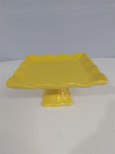 Porta Doce Quadrado Babado/M Amarelo 10Cm Alt X 20Cm Diametro - BB Festas Aluguel 