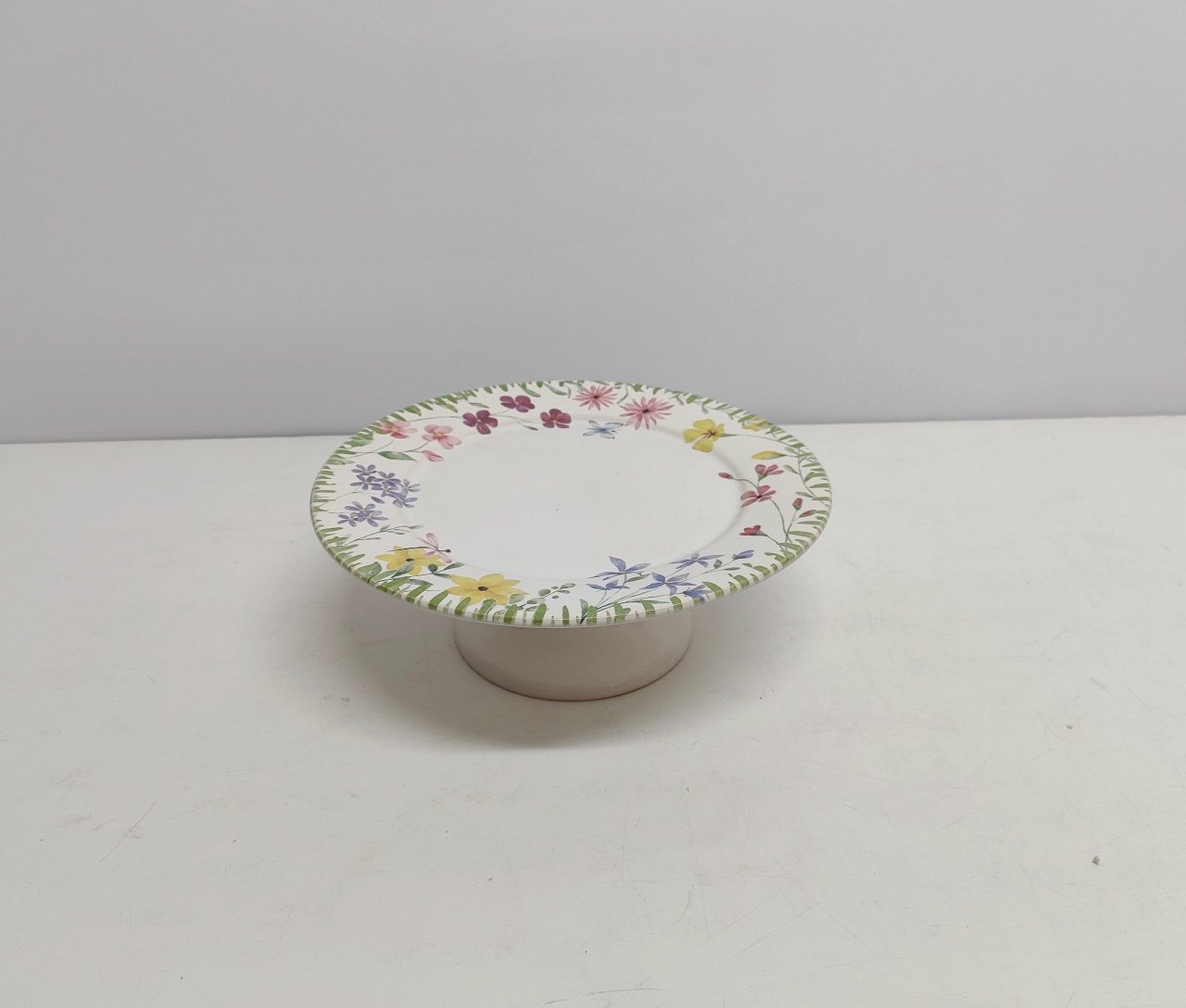 Porta Doce Branco Floral 10Cm Alt X 28Cm Diametro  - BB Festas Aluguel 