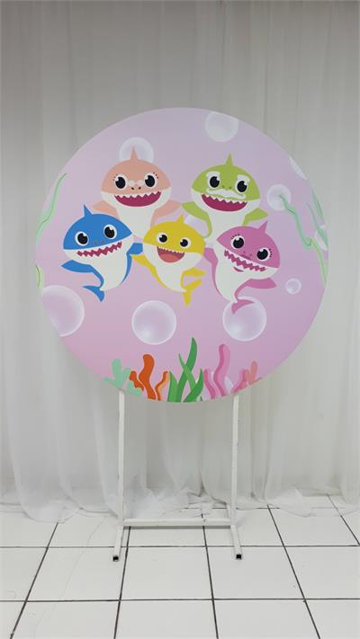 Painel Sublimado Redondo Baby Shark 1,30Cm - BB Festas Aluguel 
