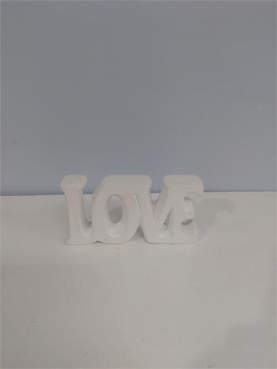 Letreiro Love Louça Branca Alt 9Cm X 8Cm X 4Cm - BB Festas Aluguel 