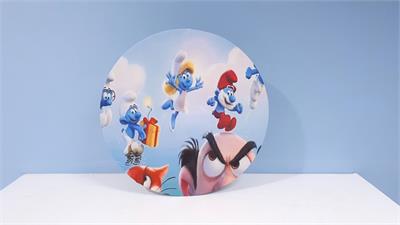 Painel Sublimado Redondo Os Smurfs 60Cm - BB Festas Aluguel 