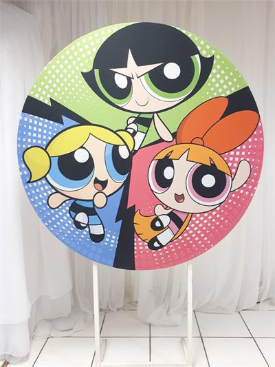 Painel Sublimado Redondo Meninas Superpoderosas 1,30Cm - BB Festas Aluguel 