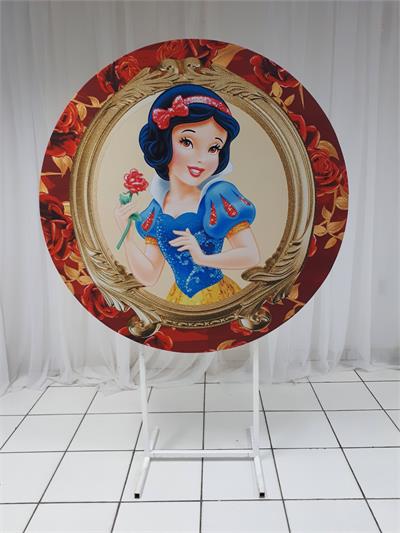 Painel Sublimado Redondo Branca de Neve 1,30Cm - BB Festas Aluguel 