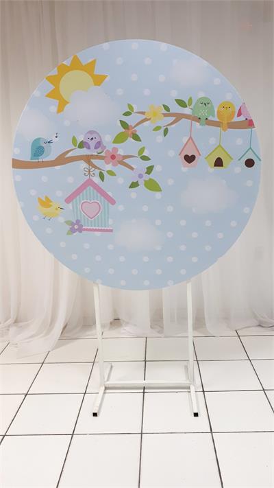 Painel Sublimado Redondo Pássaros 1,30Cm - BB Festas Aluguel 