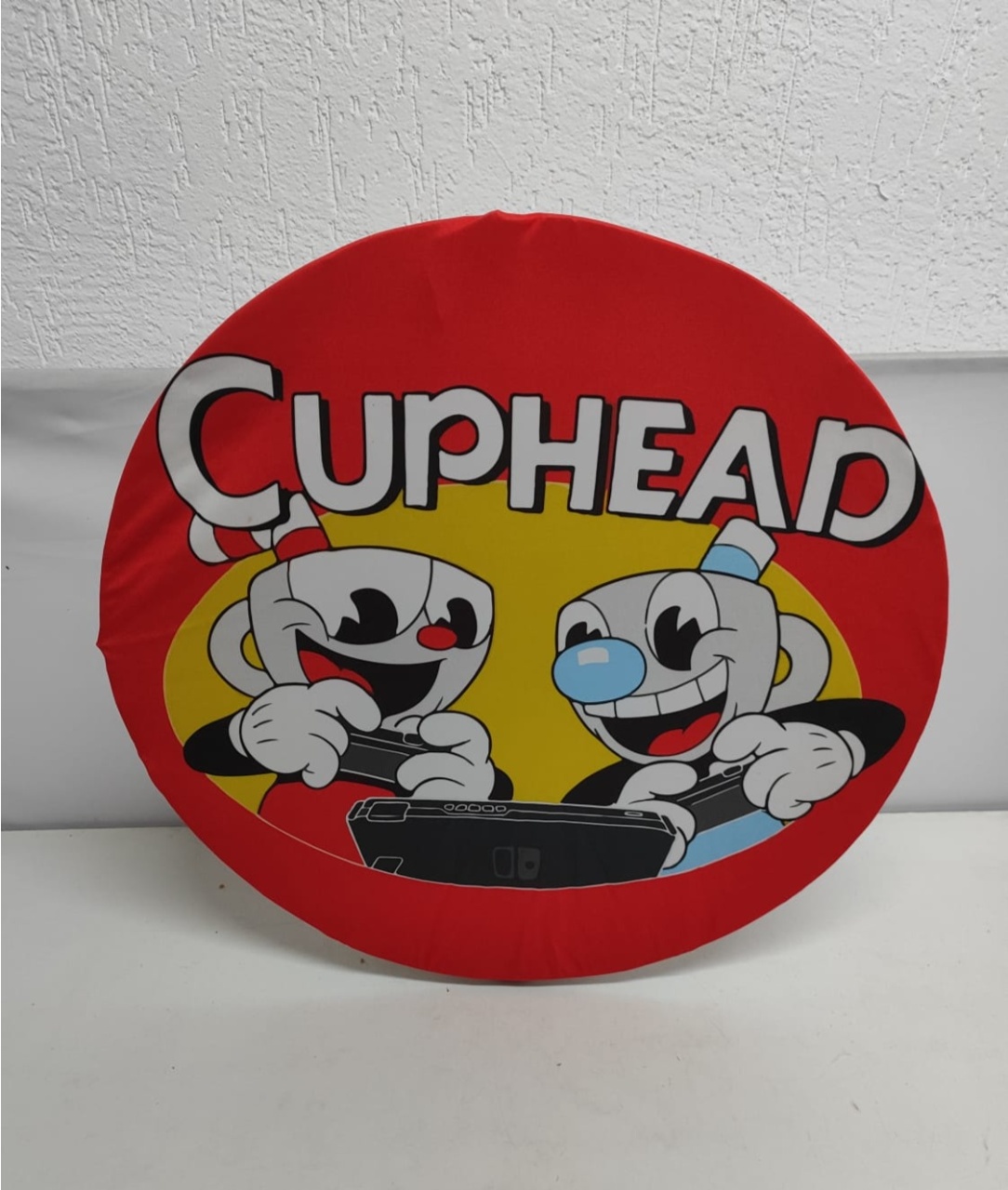 Painel Sublimado Redondo Cuphead 60Cm - BB Festas Aluguel 