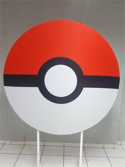 Painel Sublimado Redondo Pokebola 1,30Cm - BB Festas Aluguel 