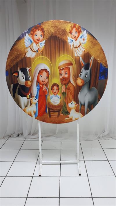 Painel Sublimado Redondo Nascimento de Jesus 1,30Cm - BB Festas Aluguel 