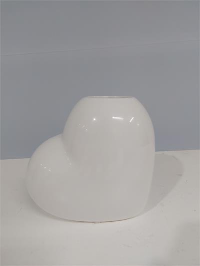 Vaso Coração Branco 15Cm Alt X 7Cm Larg - BB Festas Aluguel 