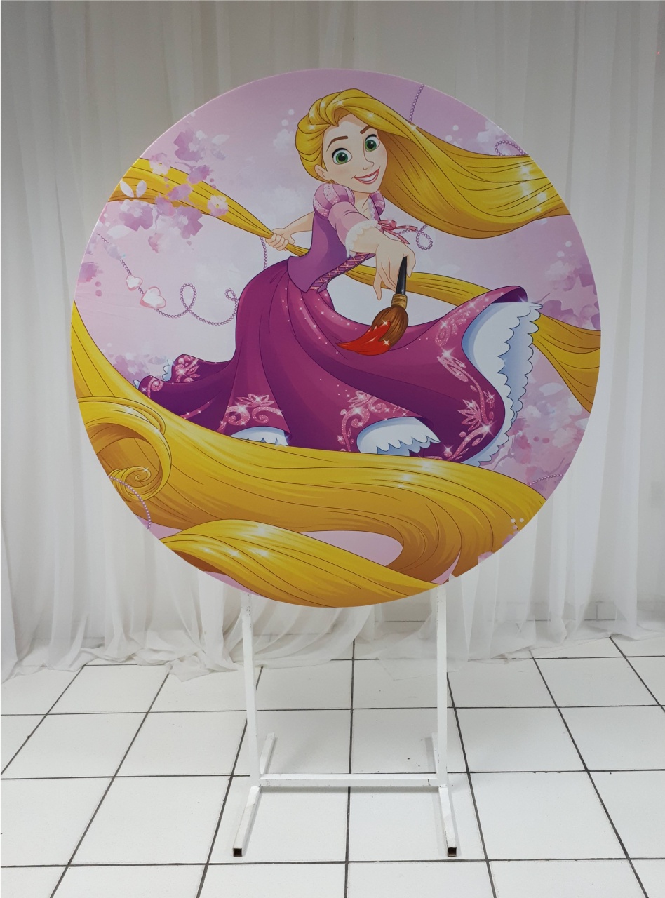 Painel Sublimado Redondo Rapunzel 1,30Cm - BBFestasAluguel 