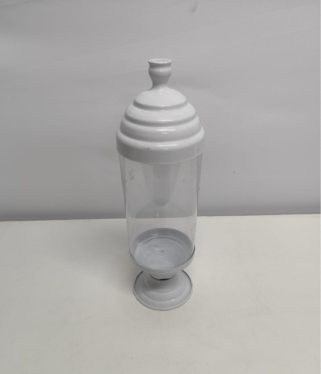 Bomboniere Alto Acetato Com Metal Branco 40Cm X 12Cm - BB Festas Aluguel 
