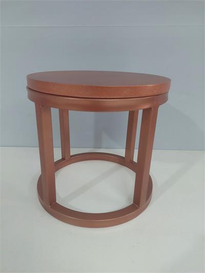 Porta Doce Alto Redondo Em Mdf Com Suporte de Ferro Gradeado Rosé Alt 23Cm X 22Cm Diametro - BB Festas Aluguel 