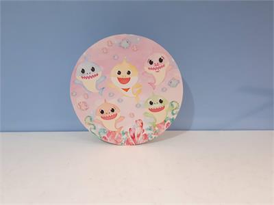 Painel Sublimado Redondo Baby Shark 60Cm - BB Festas Aluguel 