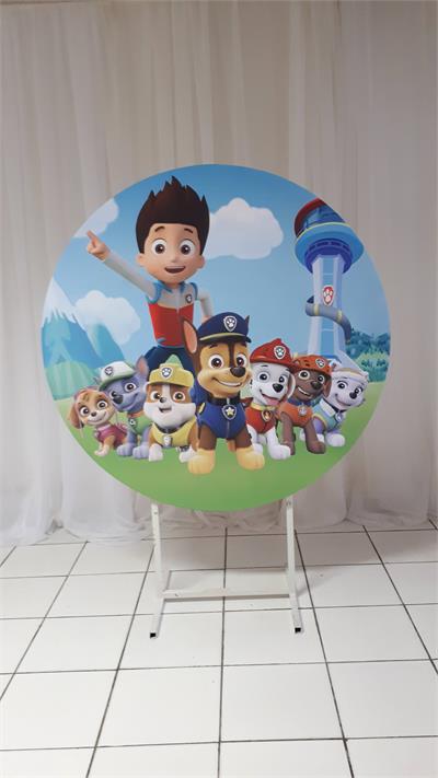 Painel Sublimado Redondo Patrulha Canina 130Cm - BB Festas Aluguel 