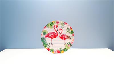 Painel Sublimado Redondo Flamingos 60Cm - BB Festas Aluguel 