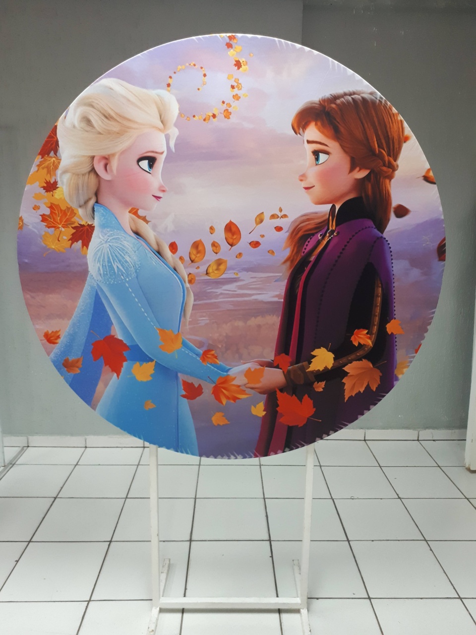 Painel Sublimado Redondo Frozen 1,30Cm  - BB Festas Aluguel 
