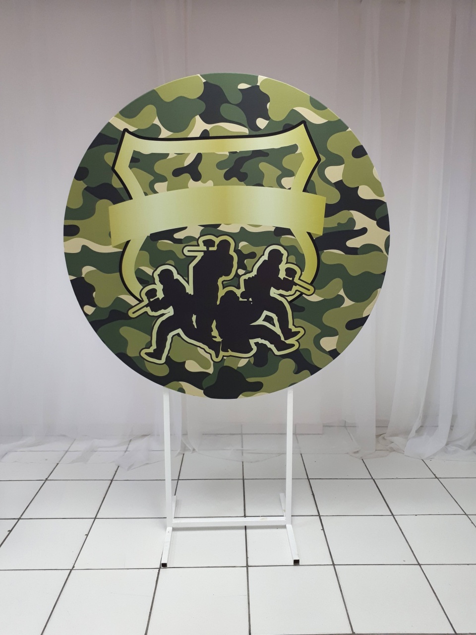 Painel Sublimado Redondo Exército 1,30Cm   - BB Festas Aluguel 