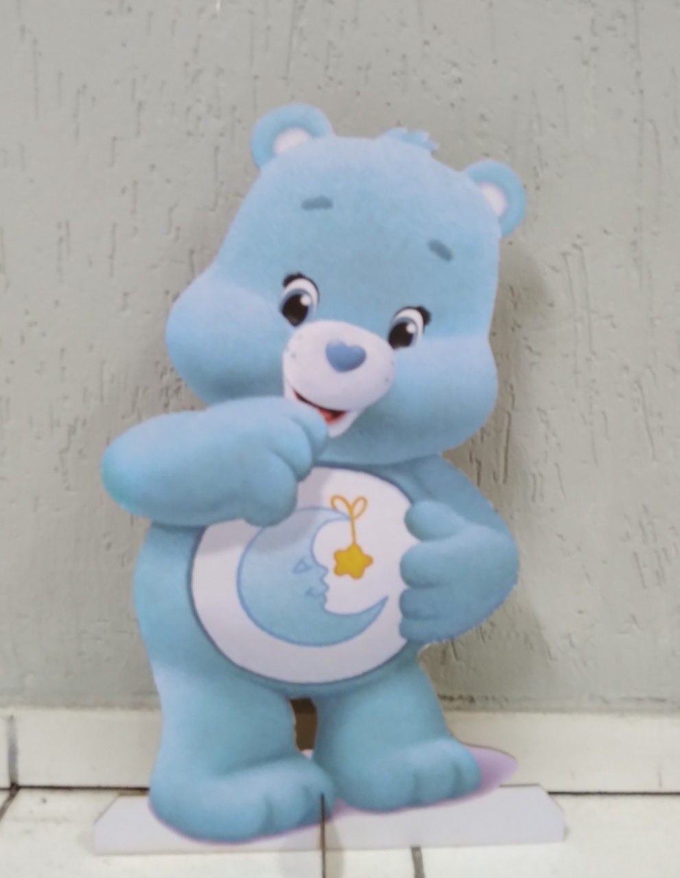 Totem de Chão Ursinho Carinhoso Azul 60Cm Alt X 40Cm Larg - BBFestasAluguel 