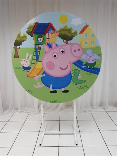 Painel Sublimado Redondo George (Peppa) 1,30Cm - BB Festas Aluguel 