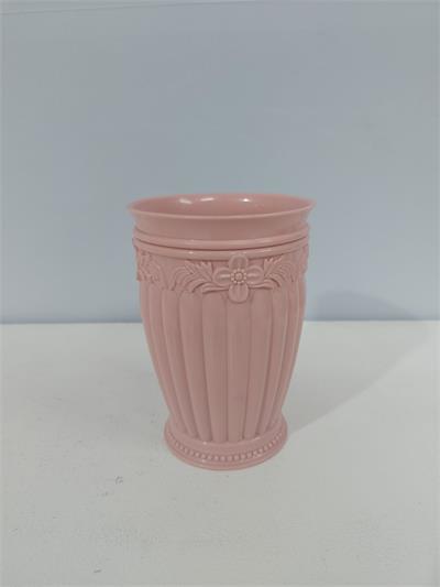 Vaso Plástico Ondulado Trabalhado Rosa Claro Alt 16Cm X 10Cm X 10Cm - BB Festas Aluguel 