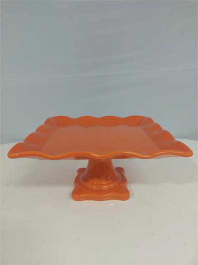 Porta Doce Quadrado Babado/G Laranja 15Cm Alt X 28Cm Diametro - BB Festas Aluguel 