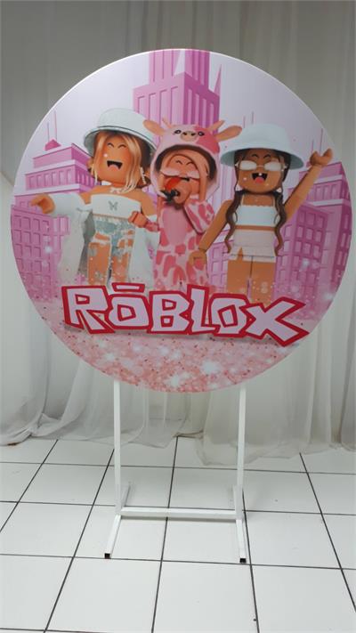 Painel Sublimado Redondo  Meninas Roblox 1,30Cm - BB Festas Aluguel 