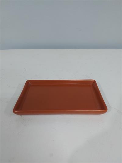 Bandeja Fosca Retangular Reta Sem Pé Terracota Alt2Cm 11Cm X 18Cm - BB Festas Aluguel 