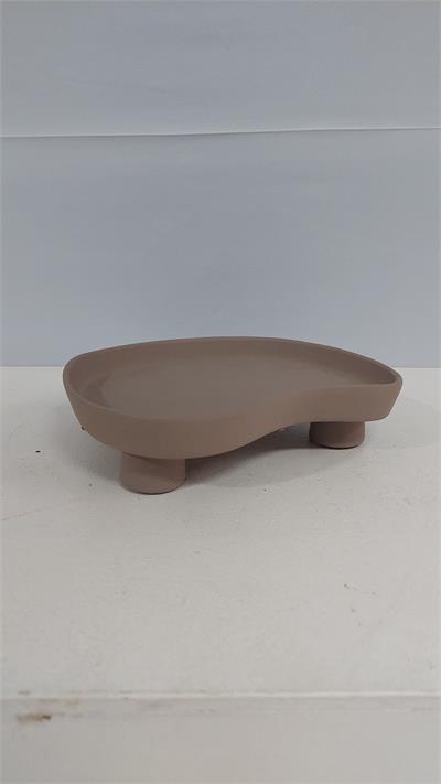 Bandeja Orgânica Meia Lua Com Pé Nude Fosco 6Cm Alt X 22Cm Diametro - BB Festas Aluguel 