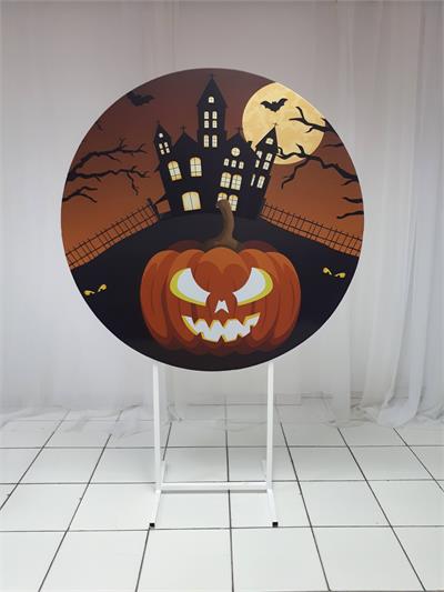Painel Sublimado Redondo Abobora Halloween 1,30Cm - BB Festas Aluguel 