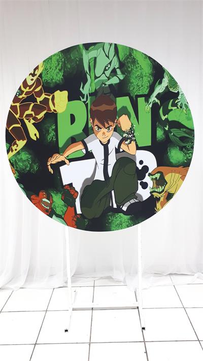Painel Sublimado Redondo Ben 10 1,30Cm - BB Festas Aluguel 