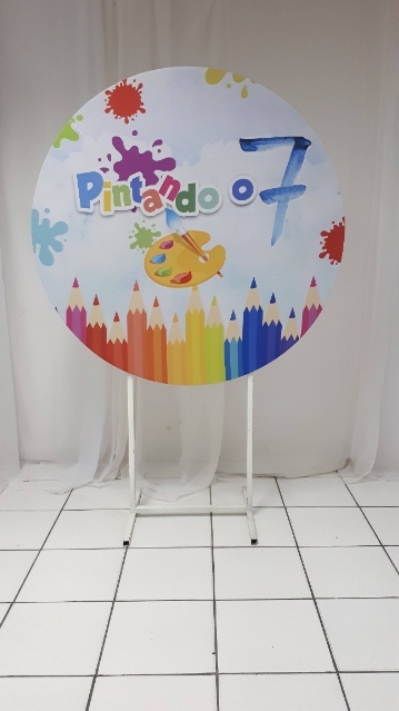 Painel Sublimado Redondo Pintando 1,30Cm - BB Festas Aluguel 