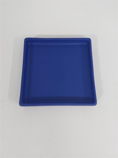 Bandeja Fosca Quadrada Reta Sem Pé Azul Royal Fosco 2Cm Alt X 15Cm Diametro - BB Festas Aluguel 